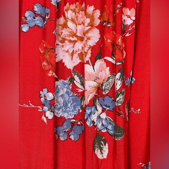 Band of Gypsies Floral Red Maxi Dress POCKETS medium - Picture 3 of 10